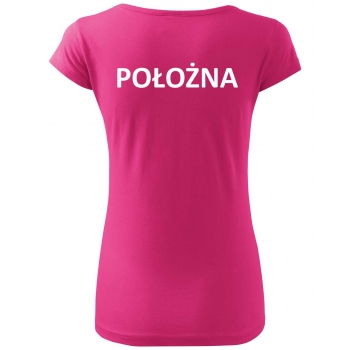 Koszulka medyczna damska z nadrukiem - POŁOŻNA