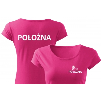 Koszulka medyczna damska z nadrukiem - POŁOŻNA