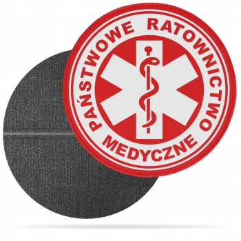 PAŃSTWOWE RATOWNICTWO MEDYCZNE naszywka odblaskowa z eskulapem różne wersje i kolory