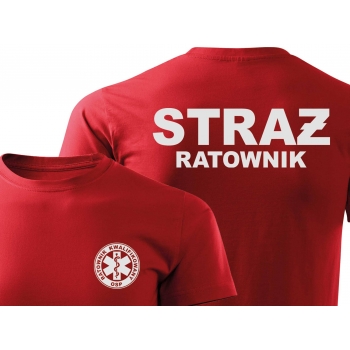 STRAŻ RATOWNIK kwalifikowany OSP koszulka z nadrukiem