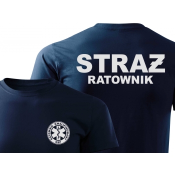 STRAŻ RATOWNIK kwalifikowany OSP koszulka z nadrukiem