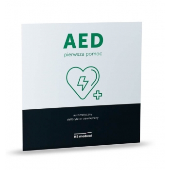 Tablica AED duża  zielona lub różowa 39 cm x 39 cm