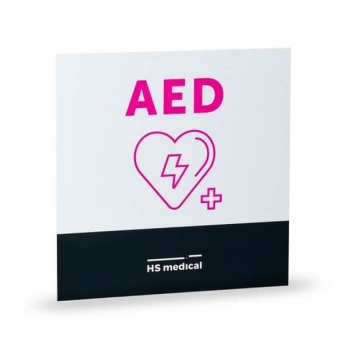 Tablica AED mała zielona lub różowa 26 cm x 26 cm